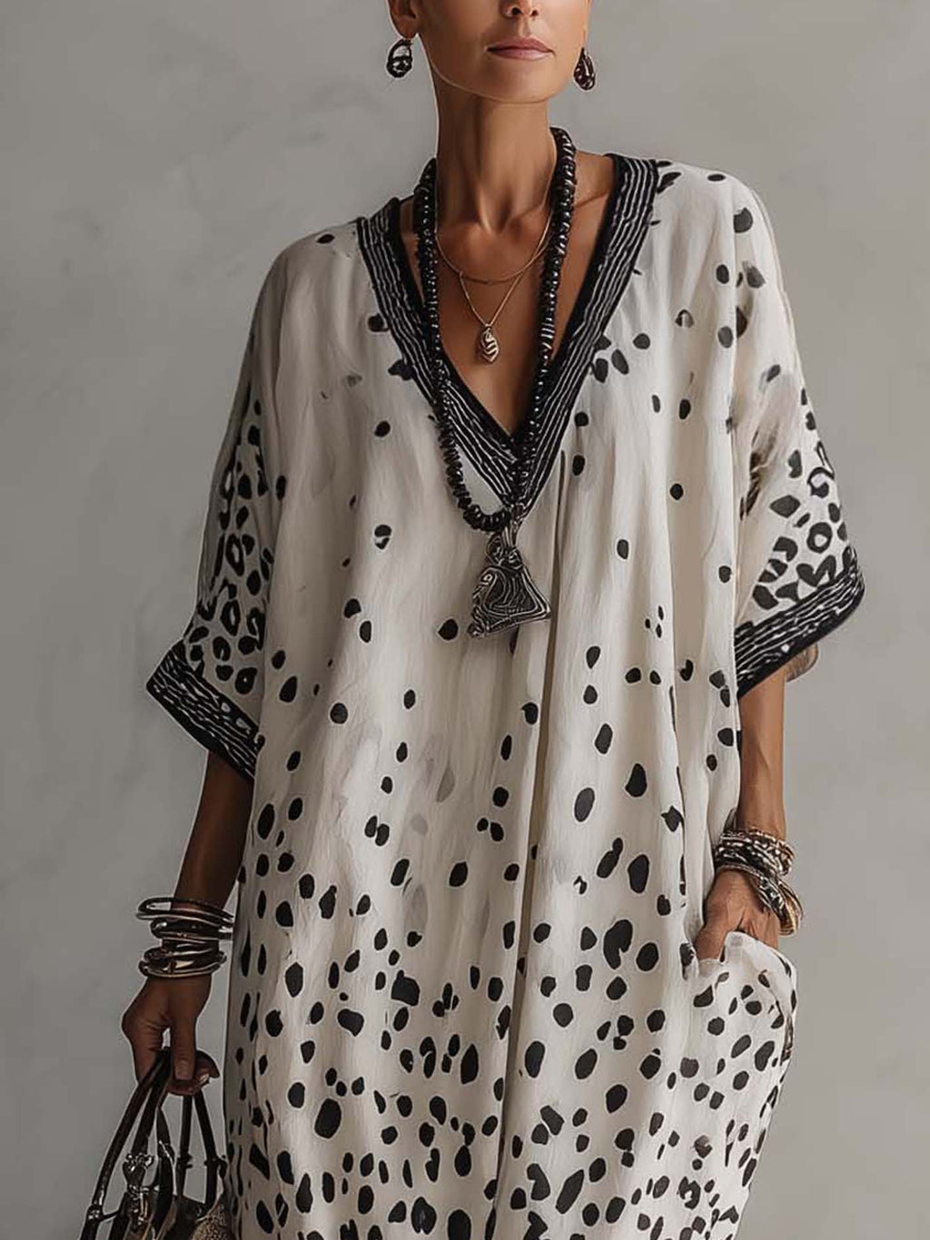 Light Grey Gradient Leopard Print Chiffon Maxi Dress