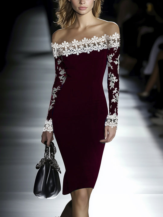 Lace Neckline Hip Dress