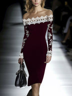 Lace Neckline Hip Dress