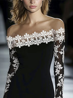 Lace Neckline Hip Dress