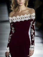 Lace Neckline Hip Dress
