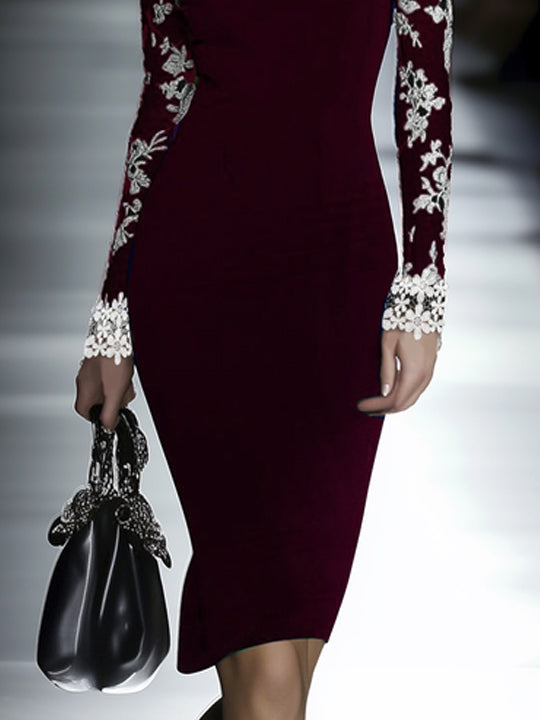 Lace Neckline Hip Dress