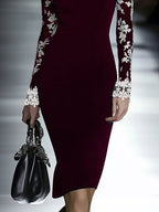 Lace Neckline Hip Dress