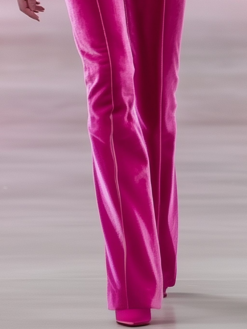 Hot Pink Velvet Trousers with Light Pink Trim