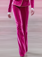 Hot Pink Velvet Trousers with Light Pink Trim