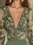 Fashion Bohemian Leaf Print Chiffon Mini Dress