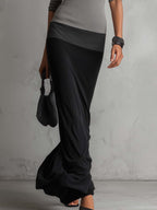 Black and Grey Colour-block Bodycon Maxi Dress