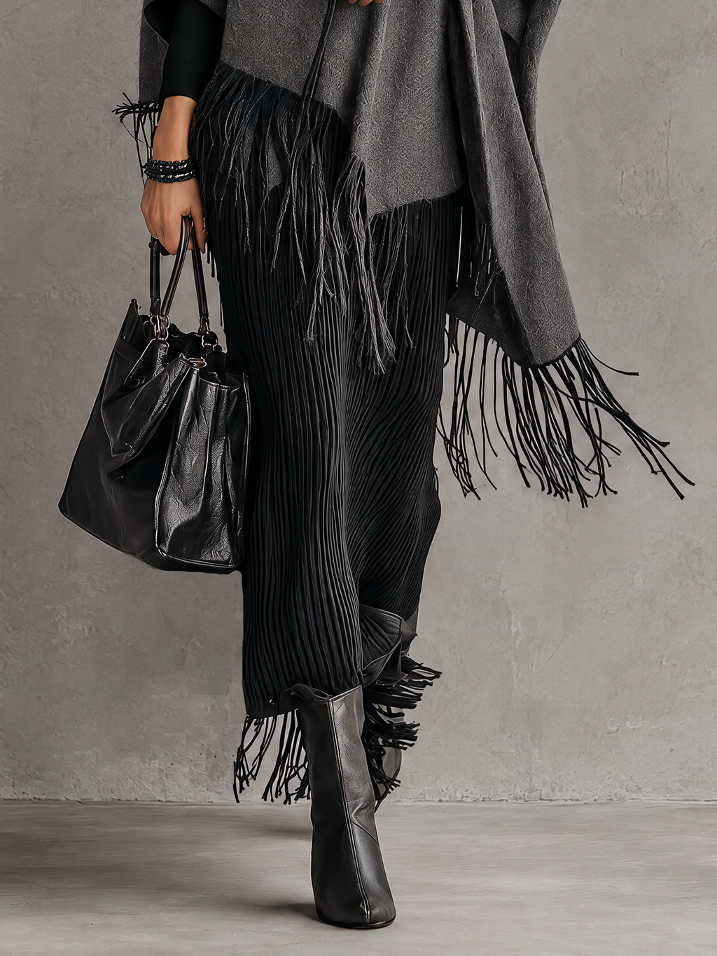 Black Ribbed Knit Roll Neck Maxi Dress