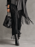 Black Ribbed Knit Roll Neck Maxi Dress