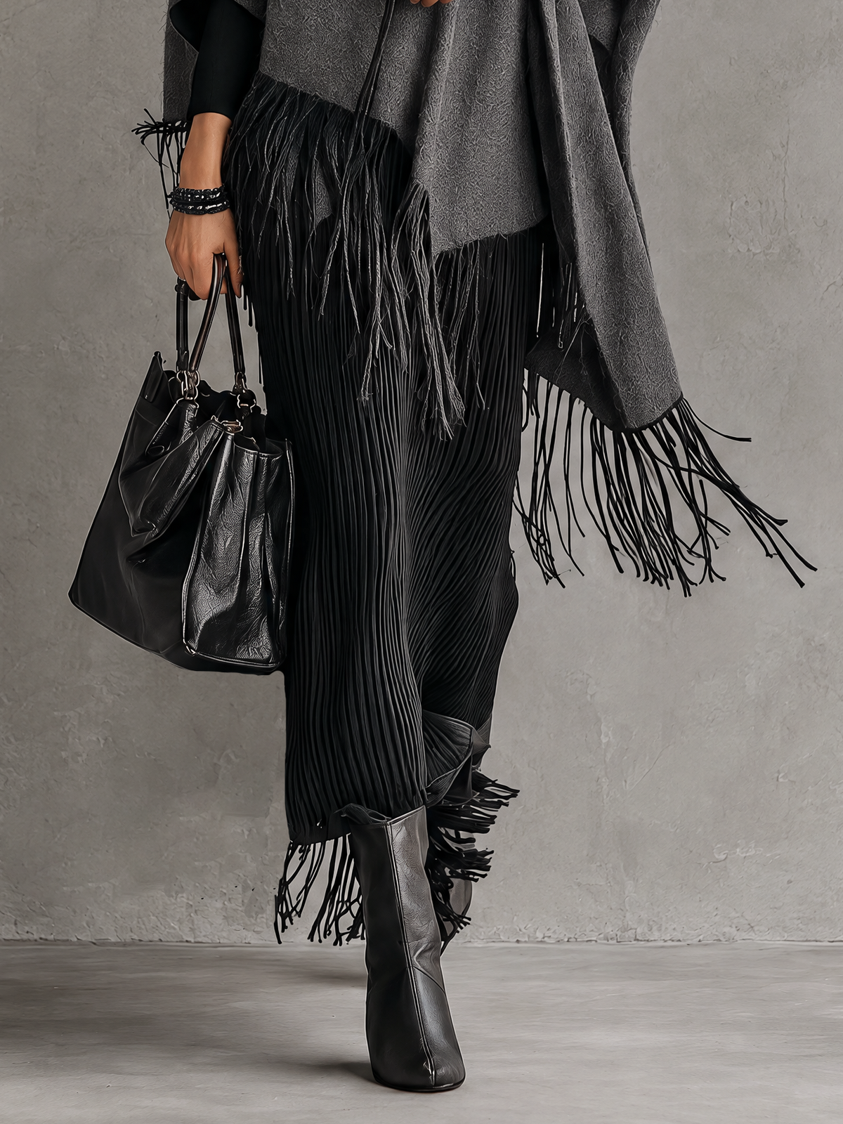 Black Ribbed Knit Roll Neck Maxi Dress