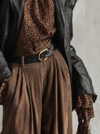 Black Brushed Faux Leather Raw Edge Jacket