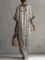Light Grey Gradient Leopard Print Chiffon Maxi Dress