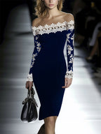 Lace Neckline Hip Dress