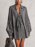 Grey Suede Print Mini Dress