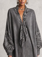 Grey Suede Print Mini Dress