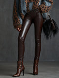 Brown Faux Leather Trousers