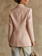 Pink Rhinestone Embellished Two-Button Tailored Blazer