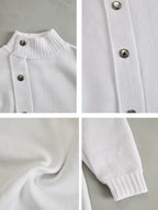 White Oversized Buttoned Roll Neck Jumper Dress