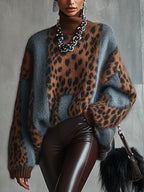 Leopard Print Roll Neck Jumper