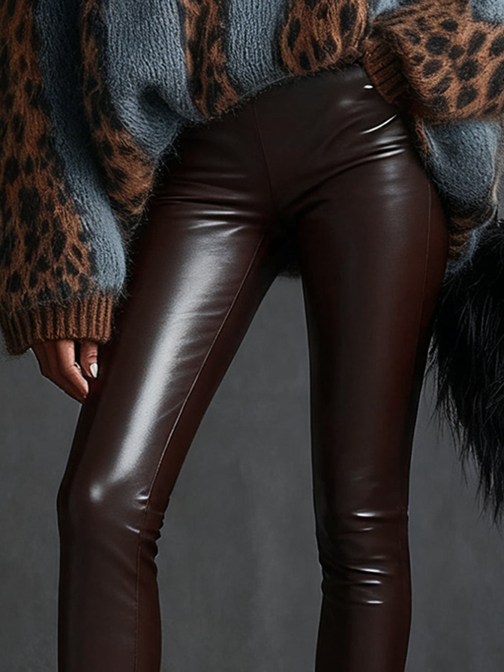 Brown Faux Leather Trousers