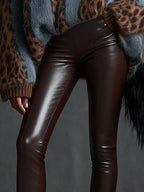 Brown Faux Leather Trousers