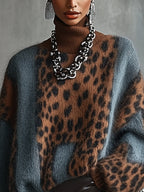 Leopard Print Roll Neck Jumper