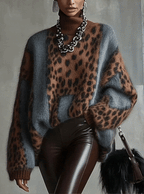 Leopard Print Roll Neck Jumper