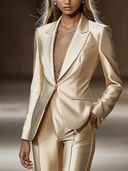 Chic Beige Satin Blazer